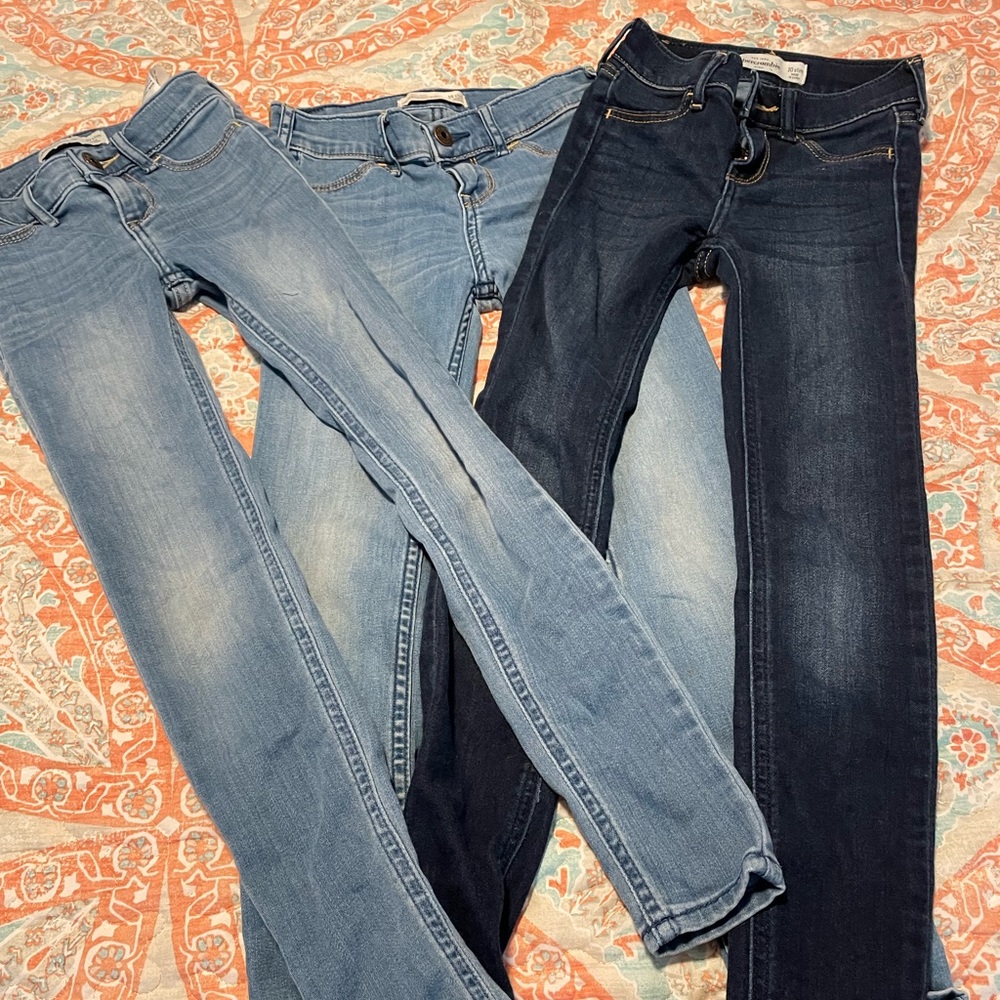3 pairs of girls size 10 slim Abercrombie skinny jeans